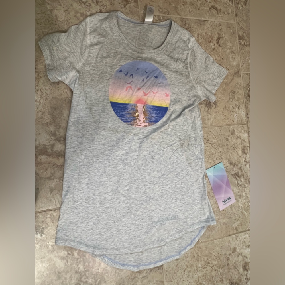 New! Ivivva (by Lululemon) Rise Shine Repeat SS T shirt size 14 girls